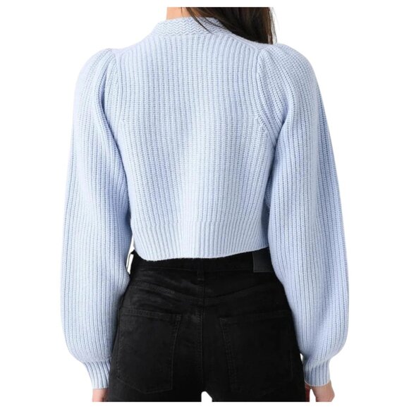 LoveShackFancy Avignon Baby Blue Crop Cardigan XS Wool Cashmere Knit Sweater - Picture 7 of 10